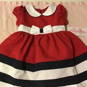 *NWT* Bonnie Baby Red White Navy Toddler Dress with Matching Panties